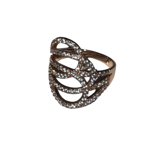 Open Swirl Ring Rose Gold Plated Size - Picture 2 of 5